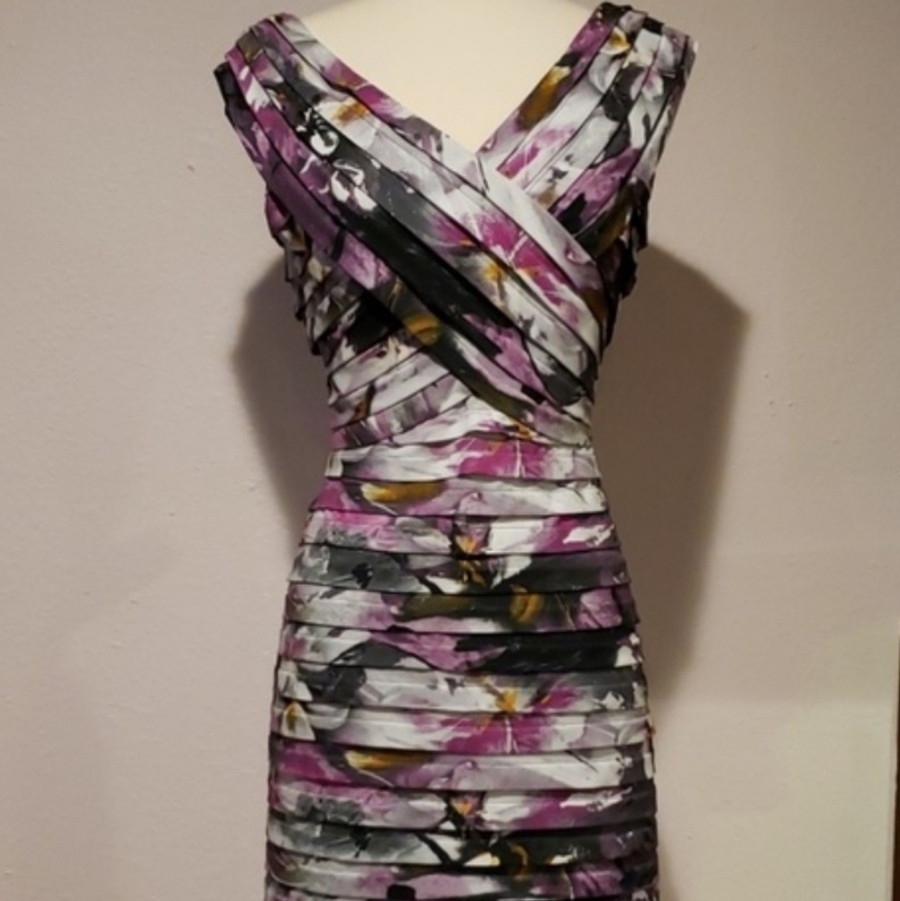 Adrianna Papell multicolored sheath layered dress